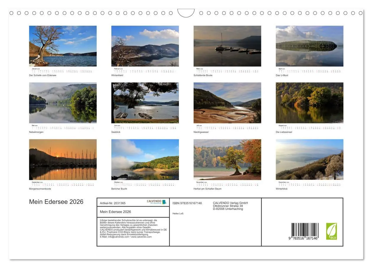 Bild: 9783516167146 | Mein Edersee 2026 (Wandkalender 2026 DIN A3 quer), CALVENDO...