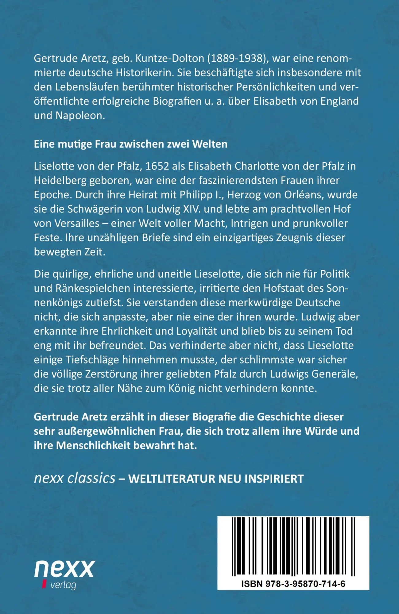 Rückseite: 9783958707146 | Lieselotte von der Pfalz | Gertrude Aretz | Taschenbuch | 244 S.