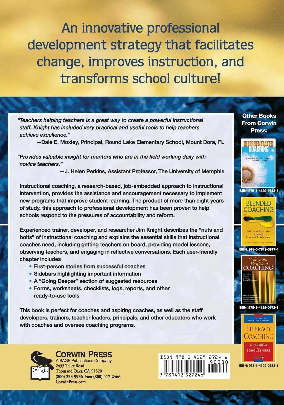 Rückseite: 9781412927246 | Instructional Coaching | Jim Knight | Taschenbuch | Englisch | 2007