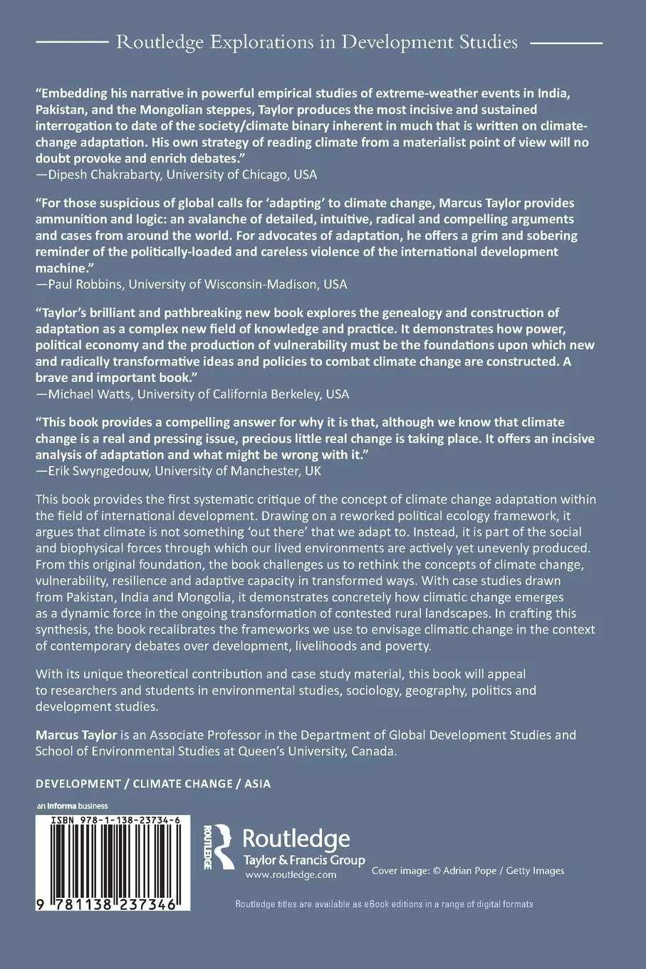 Rückseite: 9781138237346 | The Political Ecology of Climate Change Adaptation | Marcus Taylor