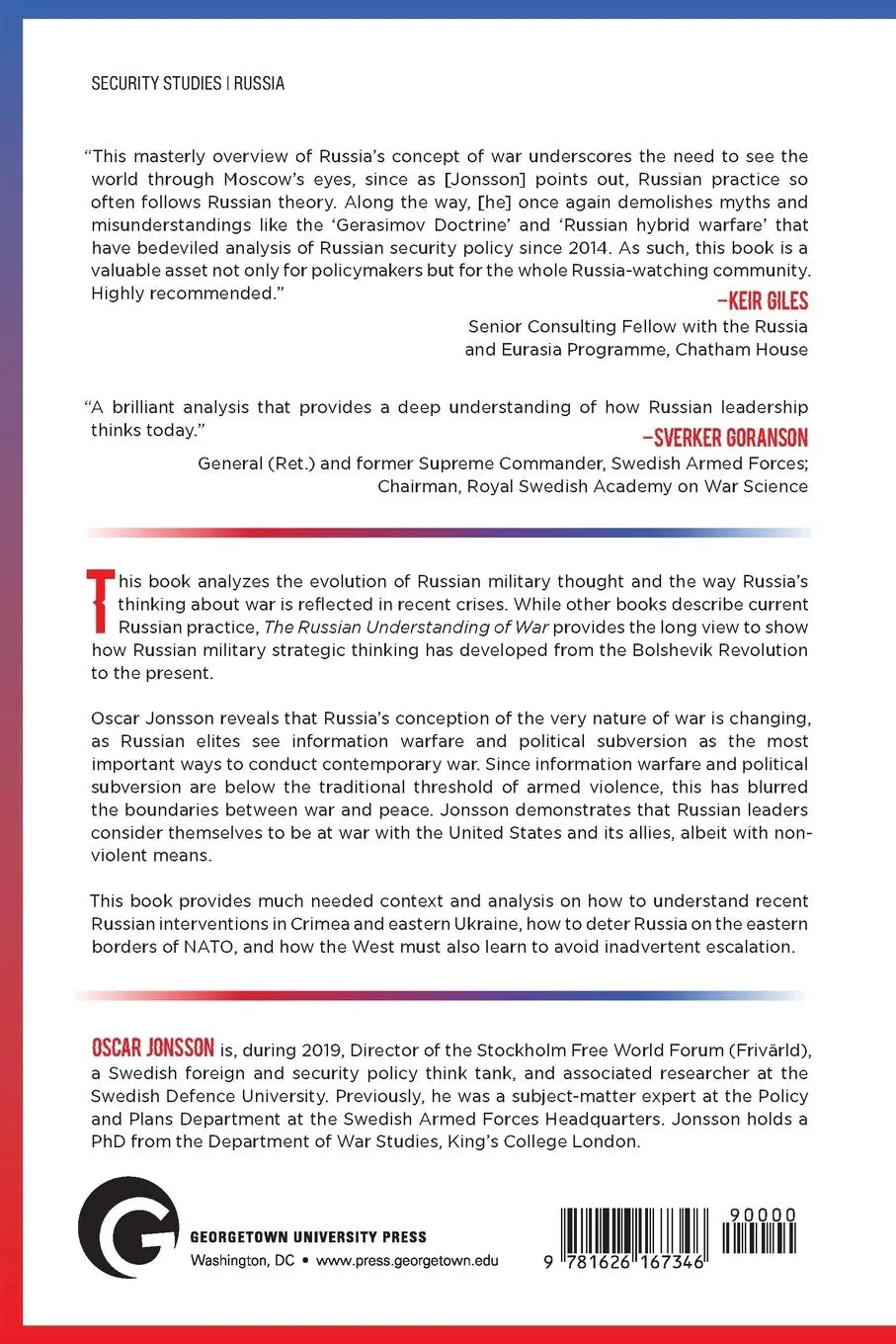 Rückseite: 9781626167346 | The Russian Understanding of War | Oscar Jonsson | Taschenbuch | 2019
