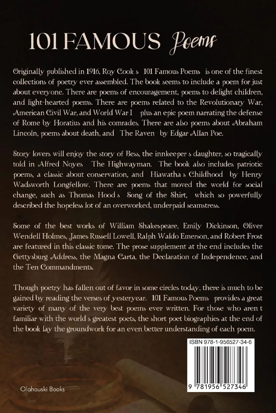 Rückseite: 9781956527346 | 101 Famous Poems | Roy F. Cook | Taschenbuch | Kartoniert / Broschiert