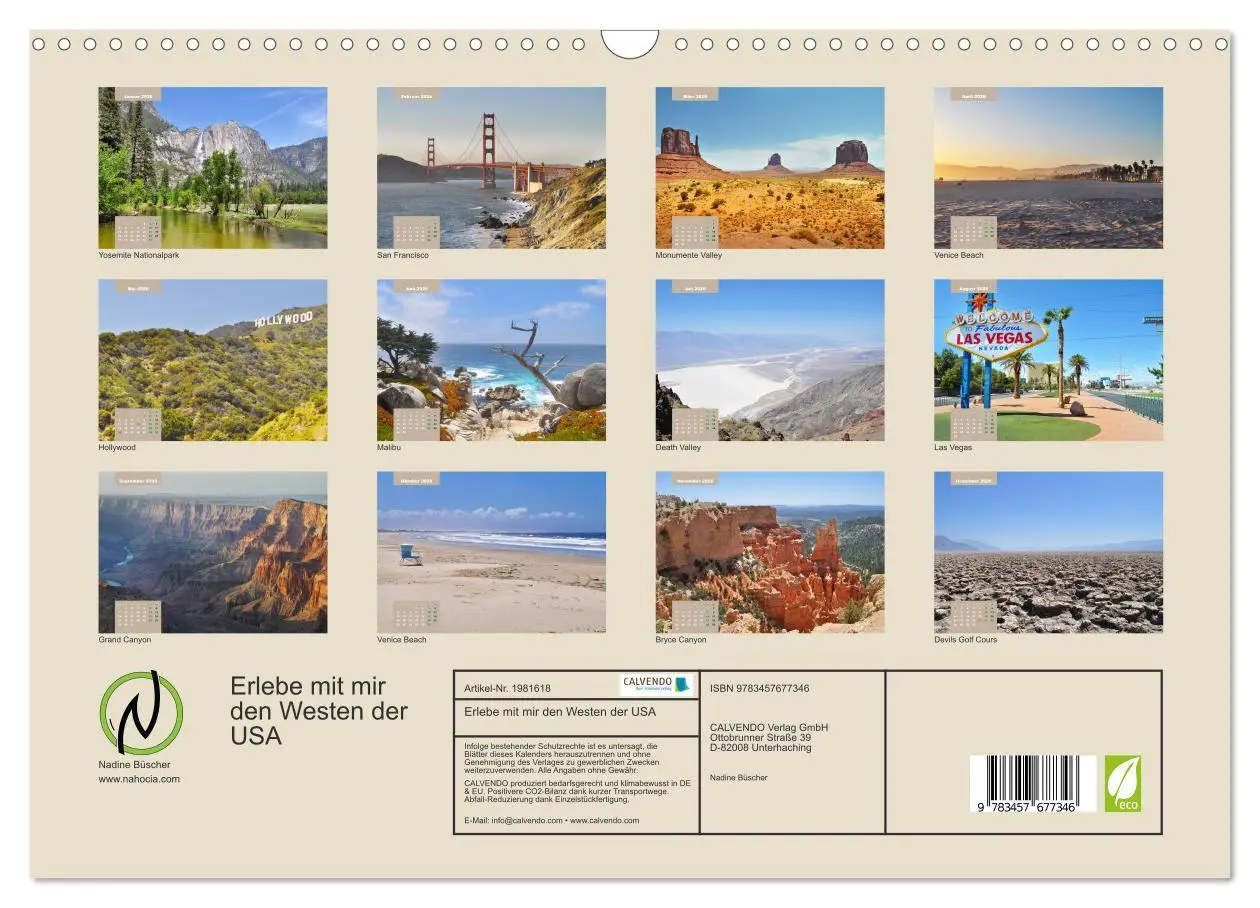 Bild: 9783457677346 | Erlebe mit mir den Westen der USA (Wandkalender 2026 DIN A3 quer),...