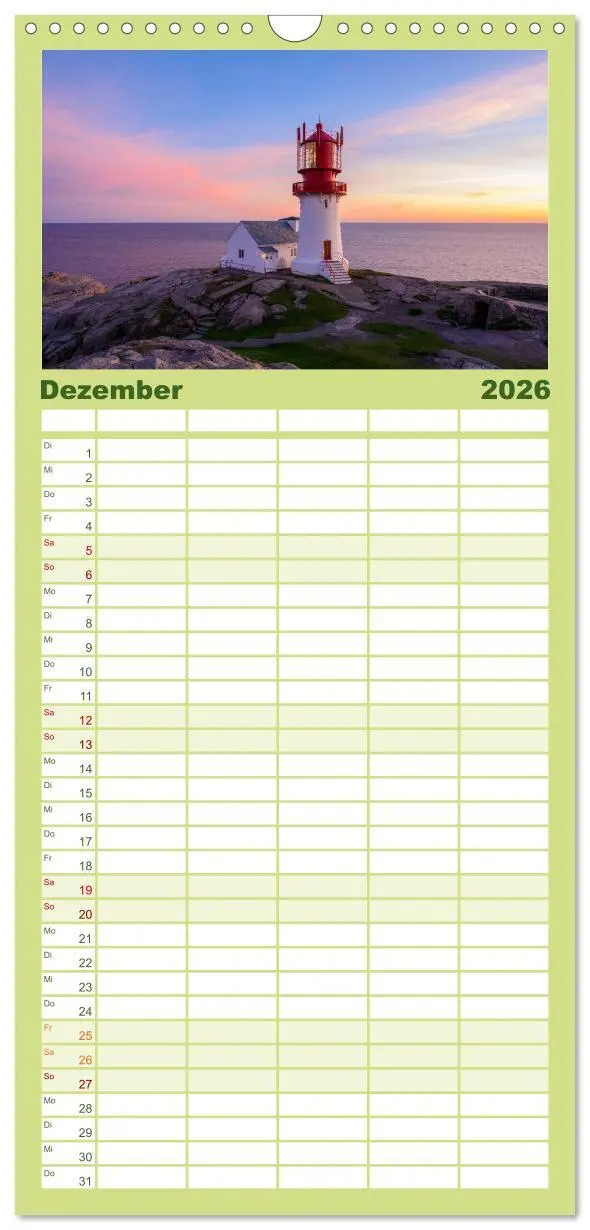 Bild: 9783516517446 | Familienplaner 2026 - Norwegens Süden mit 5 Spalten (Wandkalender,...