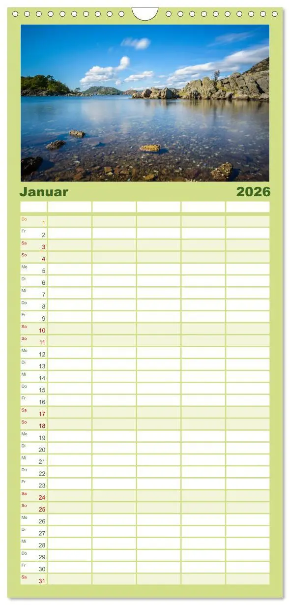 Bild: 9783516517446 | Familienplaner 2026 - Norwegens Süden mit 5 Spalten (Wandkalender,...
