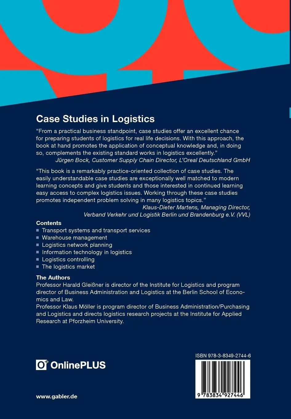 Rückseite: 9783834927446 | Case Studies in Logistics | Klaus Möller (u. a.) | Taschenbuch | xviii