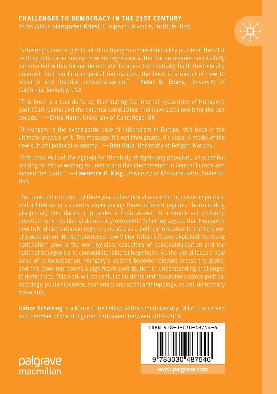 Rückseite: 9783030487546 | The Retreat of Liberal Democracy | Gábor Scheiring | Taschenbuch