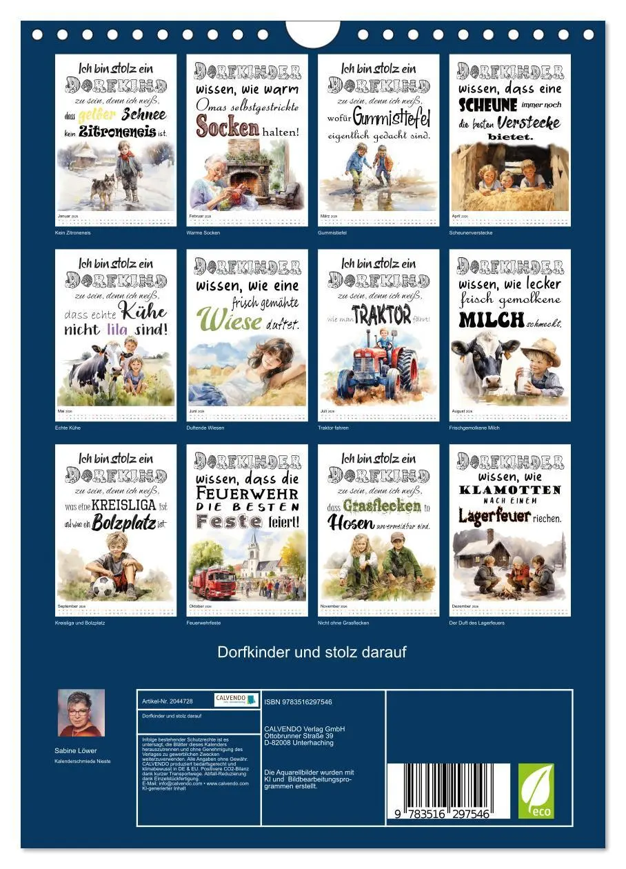 Bild: 9783516297546 | Dorfkinder und stolz darauf (Wandkalender 2026 DIN A4 hoch),...