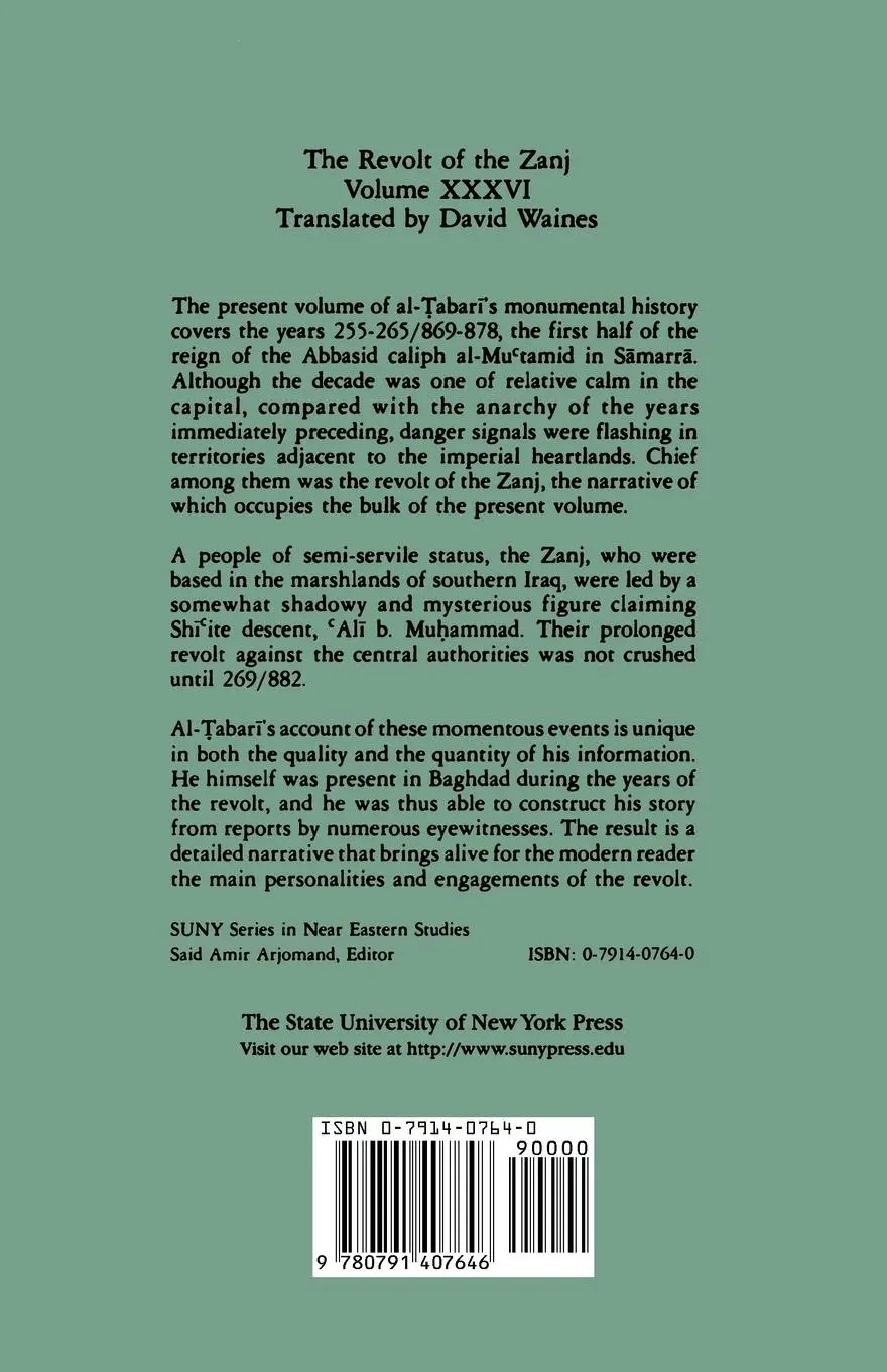 Rückseite: 9780791407646 | The History of al-¿abar¿ Vol. 36 | Al-Tabari | Taschenbuch | Englisch