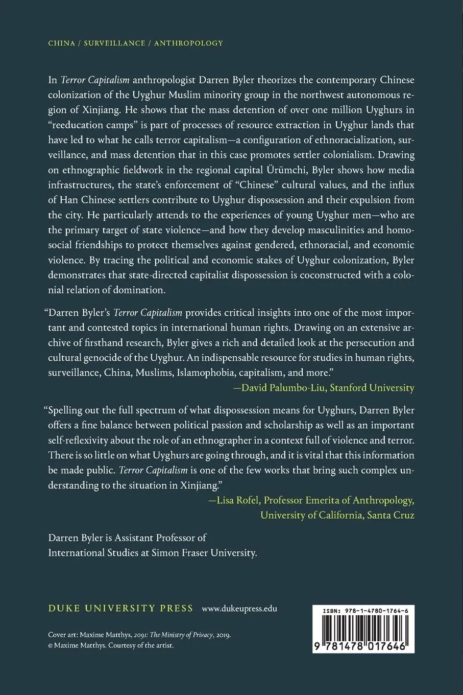 Rückseite: 9781478017646 | Terror Capitalism | Darren Byler | Taschenbuch | Englisch | 2022