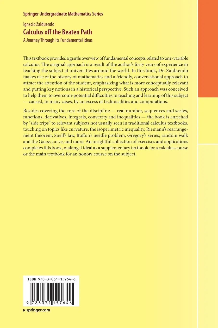 Rückseite: 9783031157646 | Calculus off the Beaten Path | A Journey Through Its Fundamental Ideas