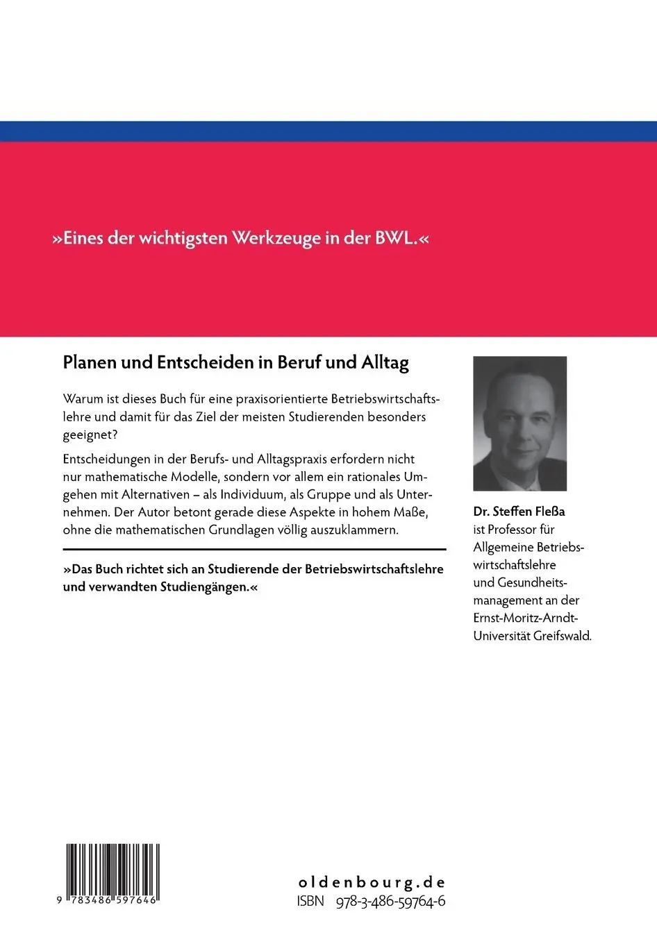 Rückseite: 9783486597646 | Planen und Entscheiden in Beruf und Alltag | Steffen Fleßa | Buch
