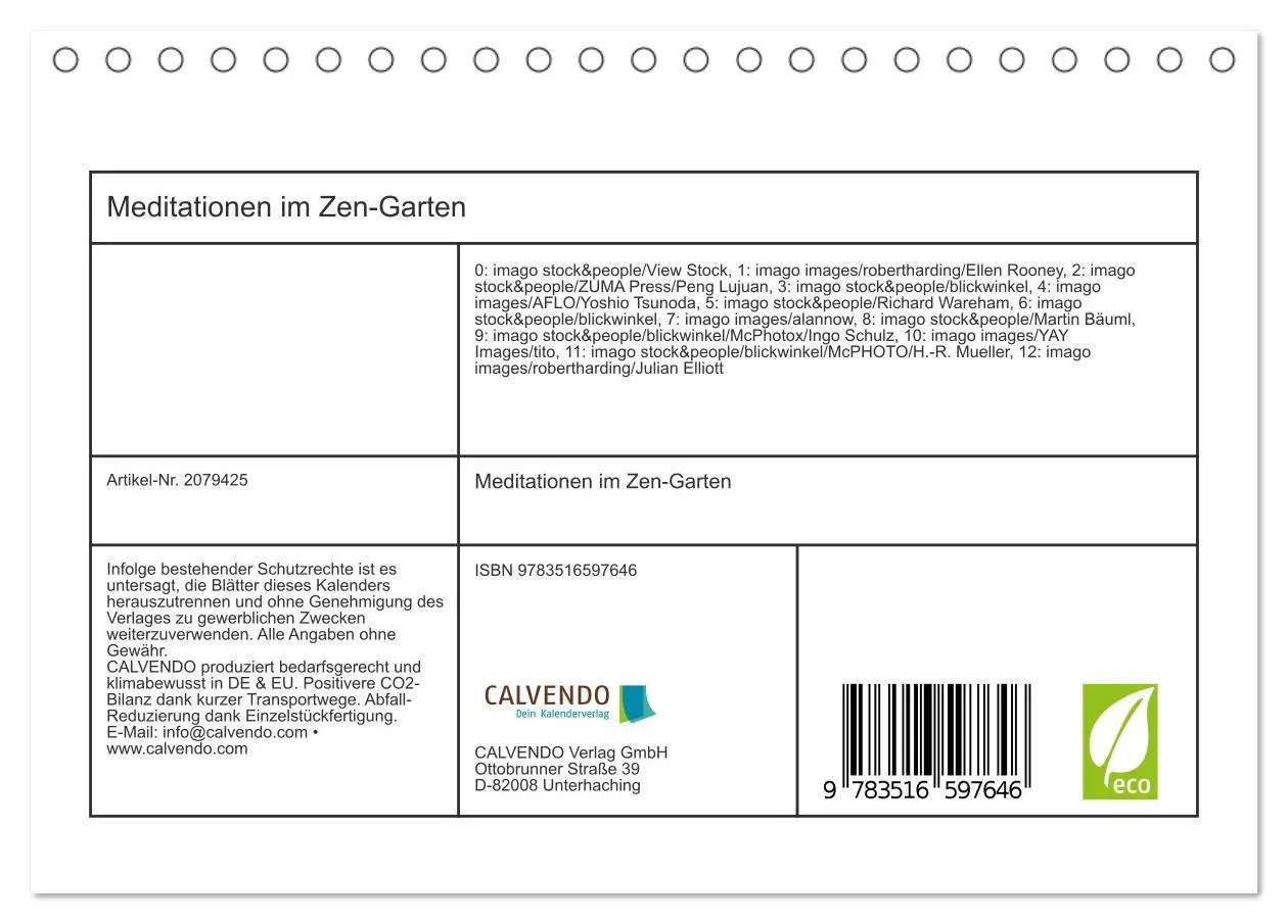 Bild: 9783516597646 | Meditationen im Zen-Garten (Tischkalender 2026 DIN A5 quer),...