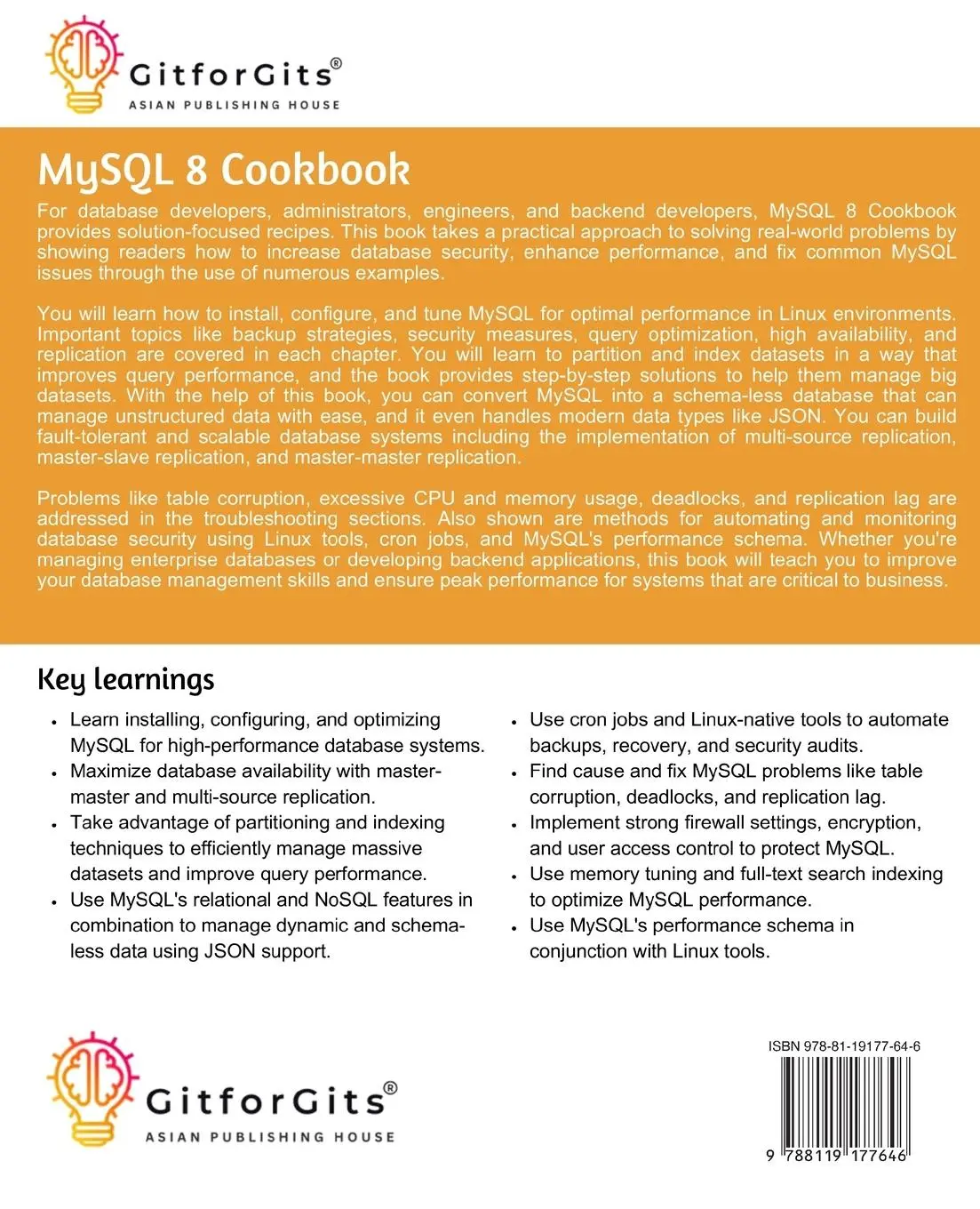 Rückseite: 9788119177646 | MySQL 8 Cookbook | Kyran Velos | Taschenbuch | Englisch | 2024