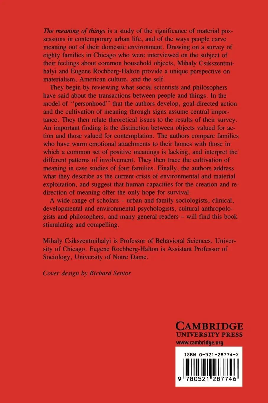 Rückseite: 9780521287746 | The Meaning of Things | Domestic Symbols and the Self | Taschenbuch