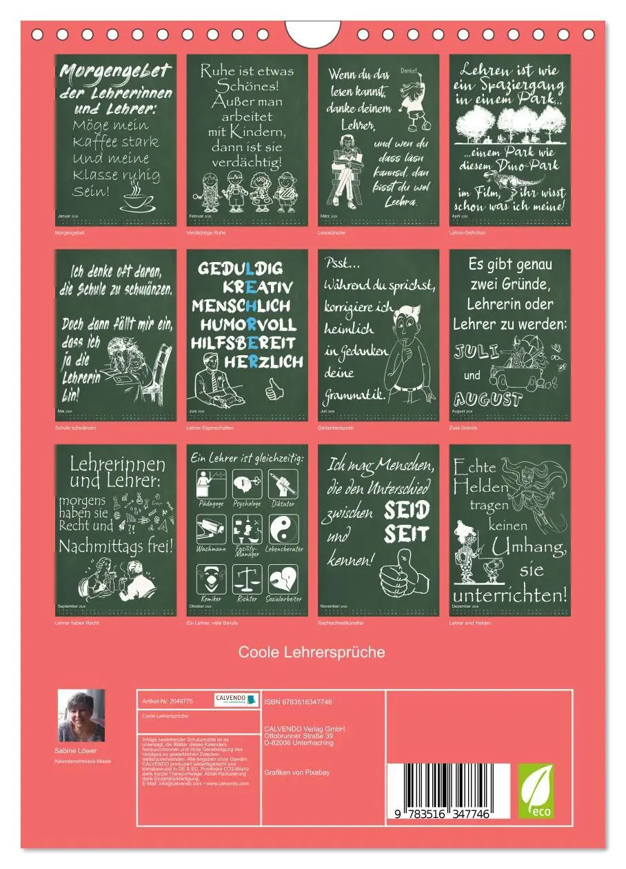 Bild: 9783516347746 | Coole Lehrersprüche (Wandkalender 2026 DIN A4 hoch), CALVENDO...