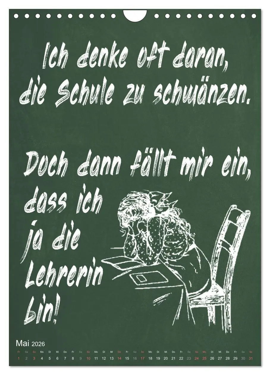 Bild: 9783516347746 | Coole Lehrersprüche (Wandkalender 2026 DIN A4 hoch), CALVENDO...
