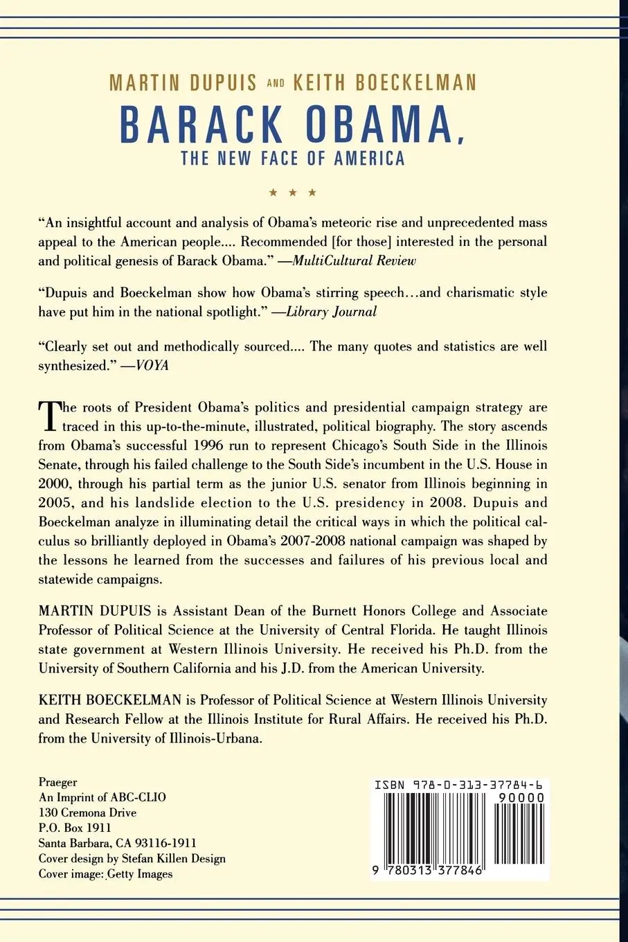 Rückseite: 9780313377846 | Barack Obama, the New Face of America | Martin Dupuis | Taschenbuch