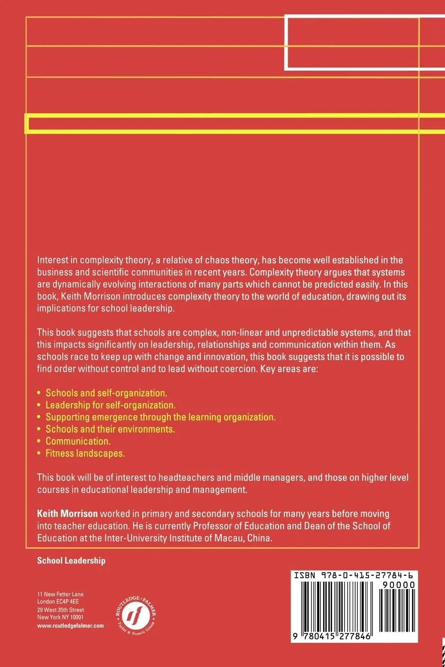 Rückseite: 9780415277846 | School Leadership and Complexity Theory | Keith Morrison | Taschenbuch