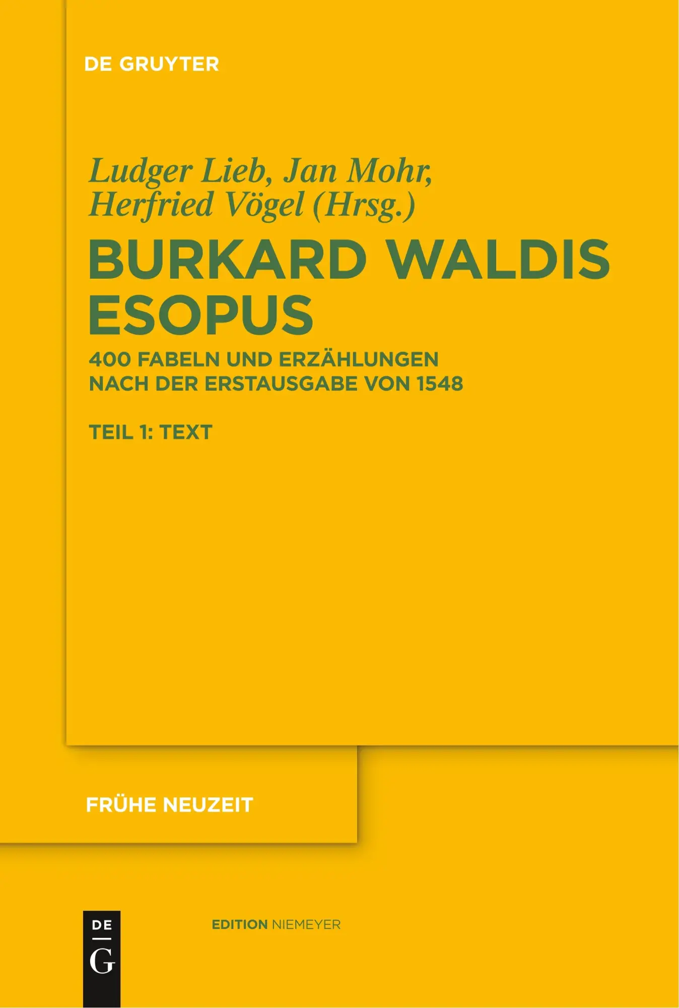 Cover: 9783110577846 | Burkard Waldis: Esopus | Ludger Lieb (u. a.) | Taschenbuch | Deutsch