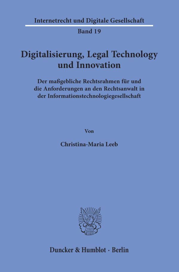 Cover: 9783428157846 | Digitalisierung, Legal Technology und Innovation. | Leeb | Taschenbuch