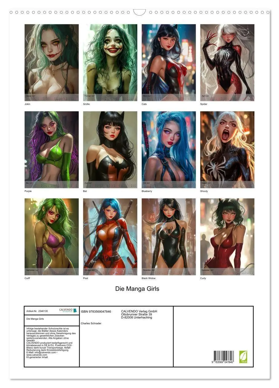 Bild: 9783569047846 | Die Manga Girls (Wandkalender 2027 DIN A2 hoch), CALVENDO...