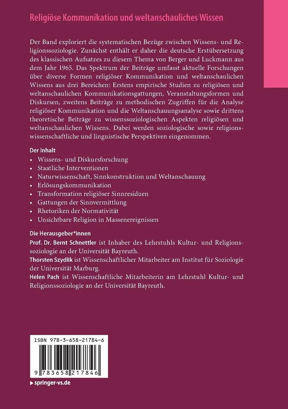 Rückseite: 9783658217846 | Religiöse Kommunikation und weltanschauliches Wissen | Taschenbuch