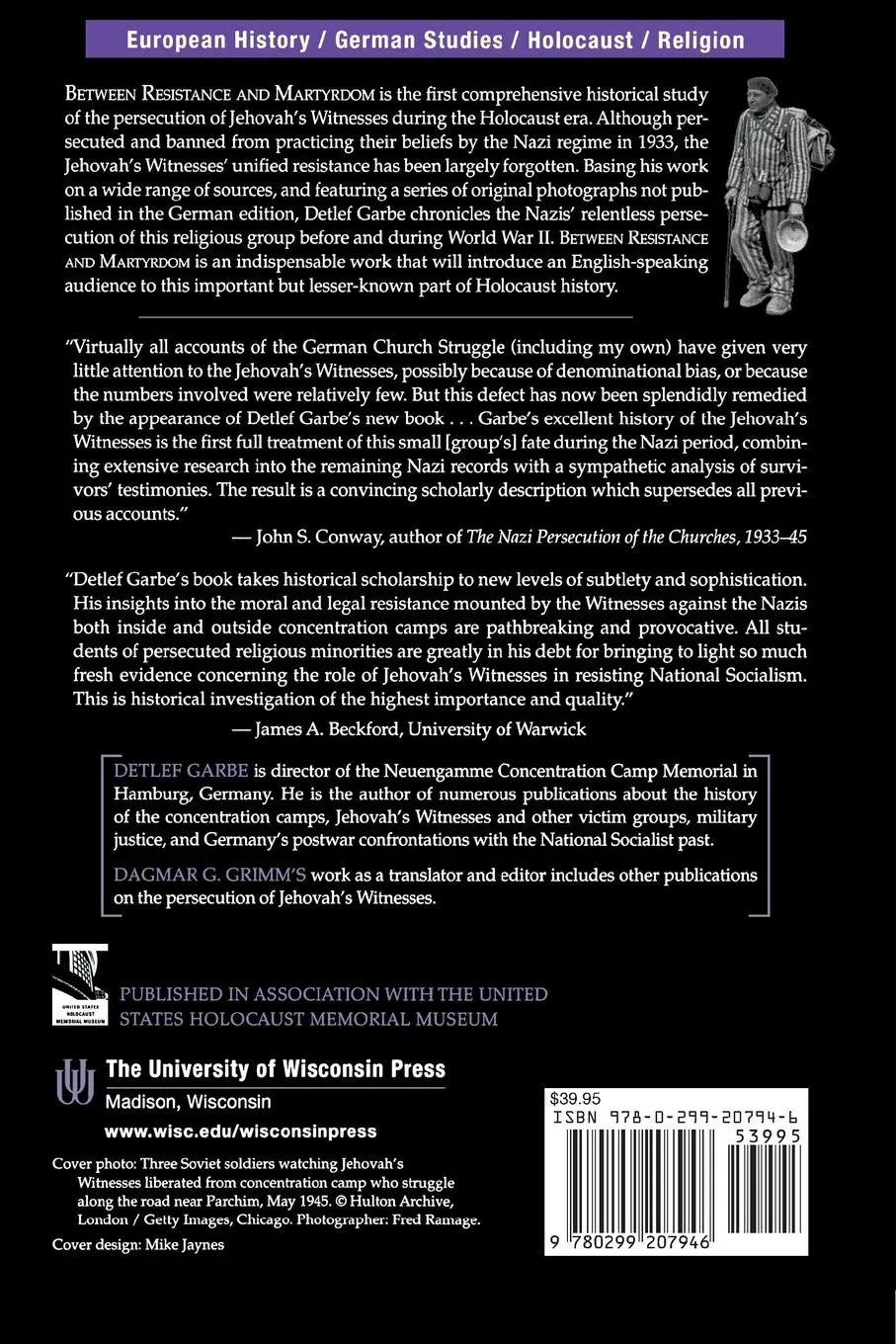 Rückseite: 9780299207946 | Between Resistance and Martyrdom | Detlef Garbe | Taschenbuch | 2008