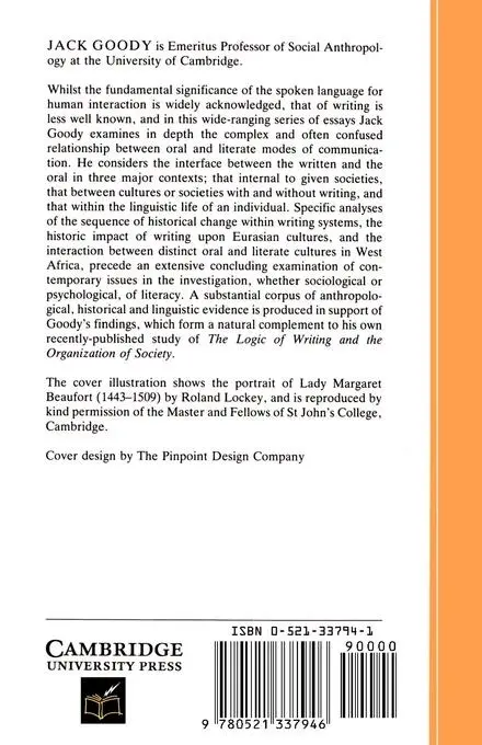 Rückseite: 9780521337946 | The Interface Between the Written and the Oral | Jack Goody | Buch
