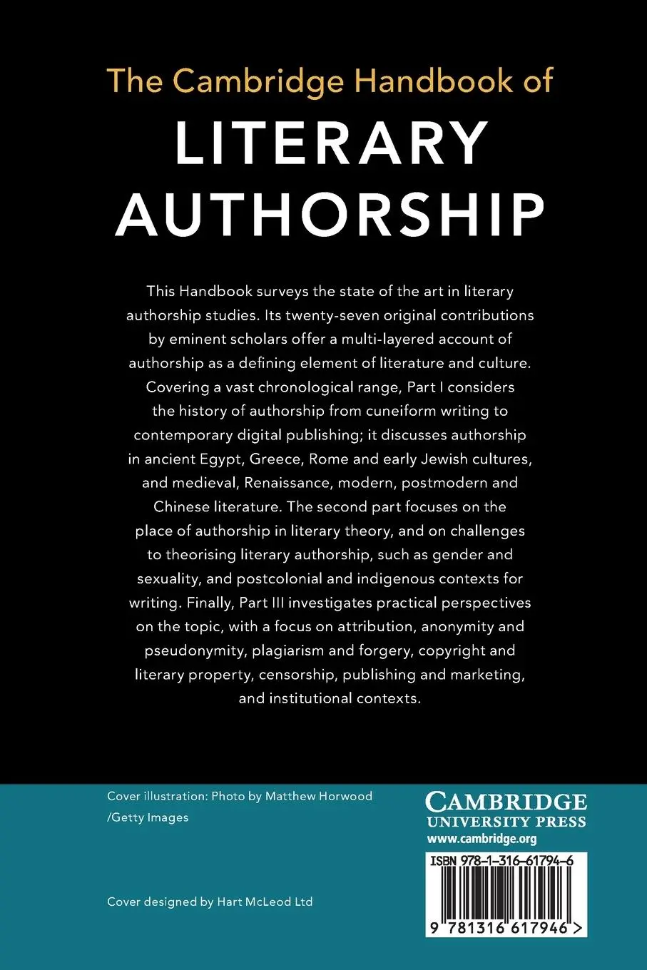 Rückseite: 9781316617946 | The Cambridge Handbook of Literary Authorship | Berensmeyer (u. a.)