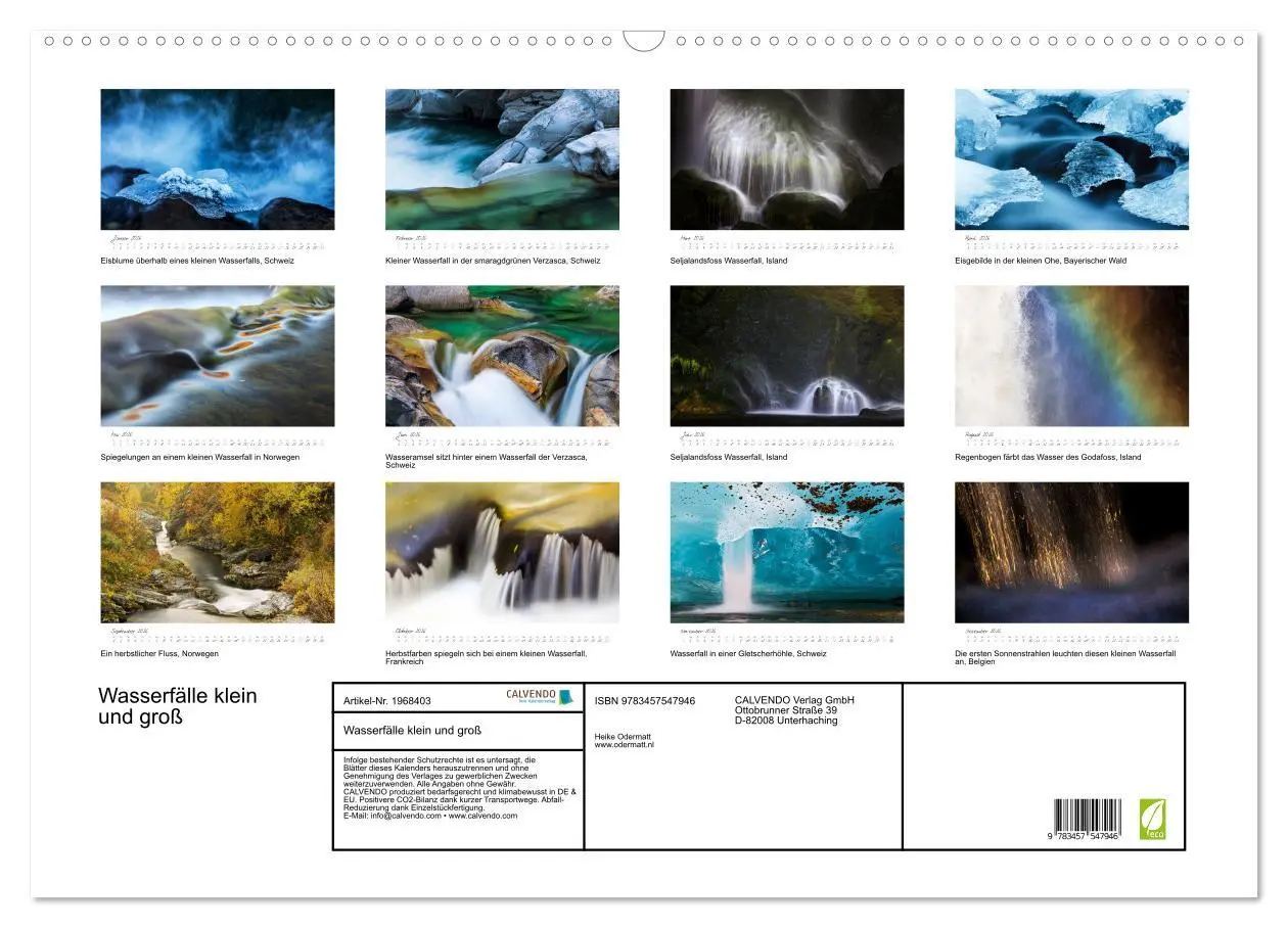 Bild: 9783457547946 | Wasserfälle klein und groß (Wandkalender 2026 DIN A2 quer),...