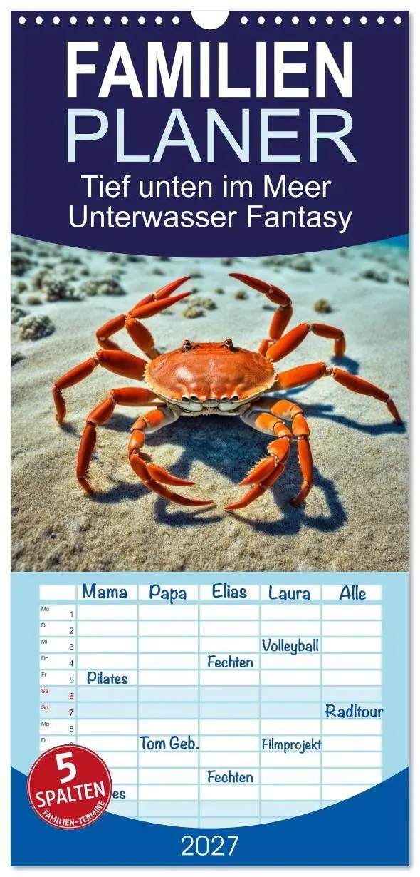 Cover: 9783594307946 | Familienplaner 2027 - Tief unten im Meer Unterwasser Fantasy mit 5...