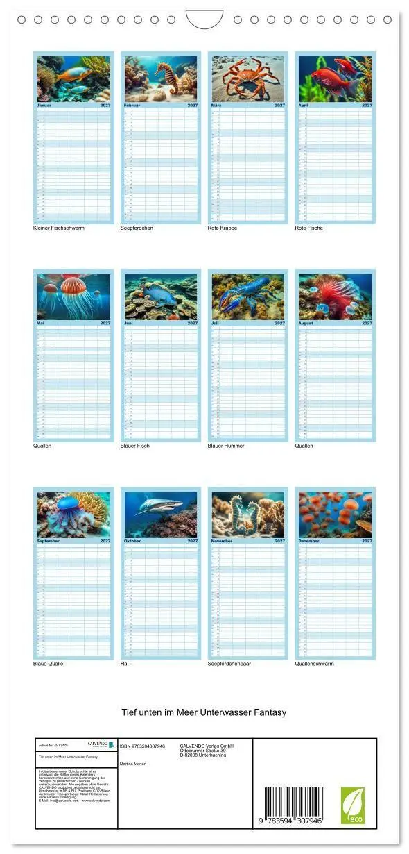 Bild: 9783594307946 | Familienplaner 2027 - Tief unten im Meer Unterwasser Fantasy mit 5...