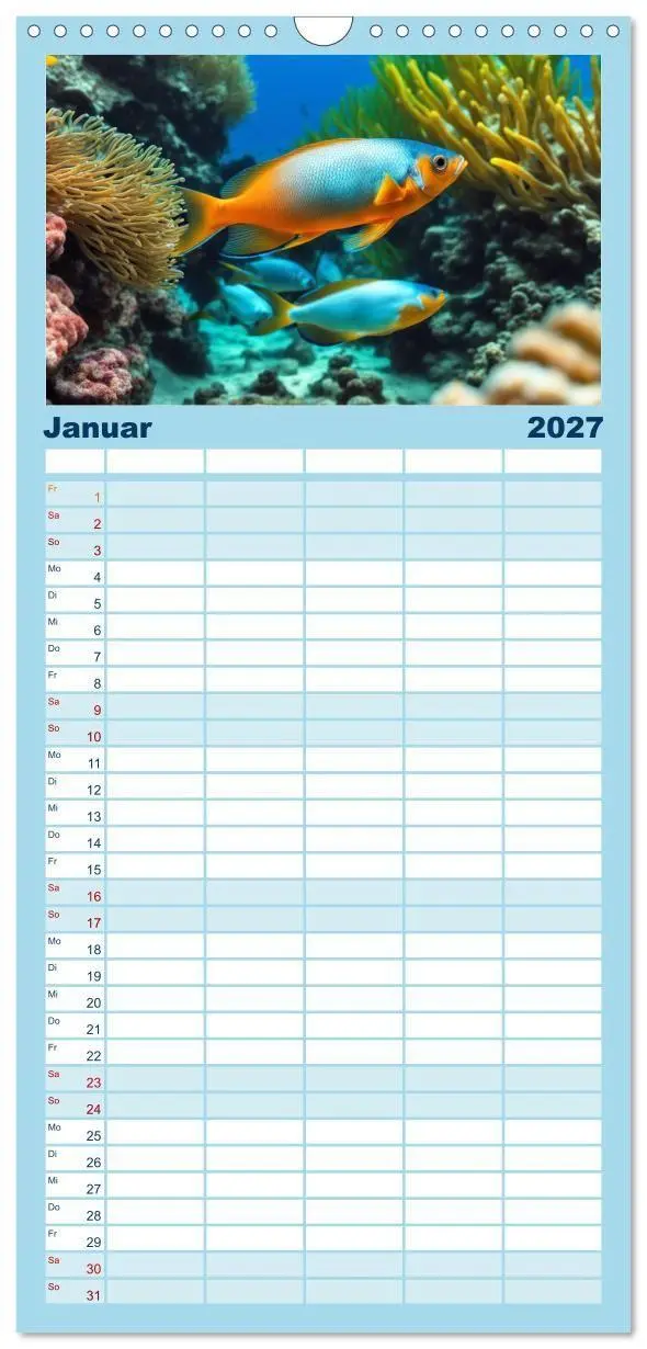 Bild: 9783594307946 | Familienplaner 2027 - Tief unten im Meer Unterwasser Fantasy mit 5...