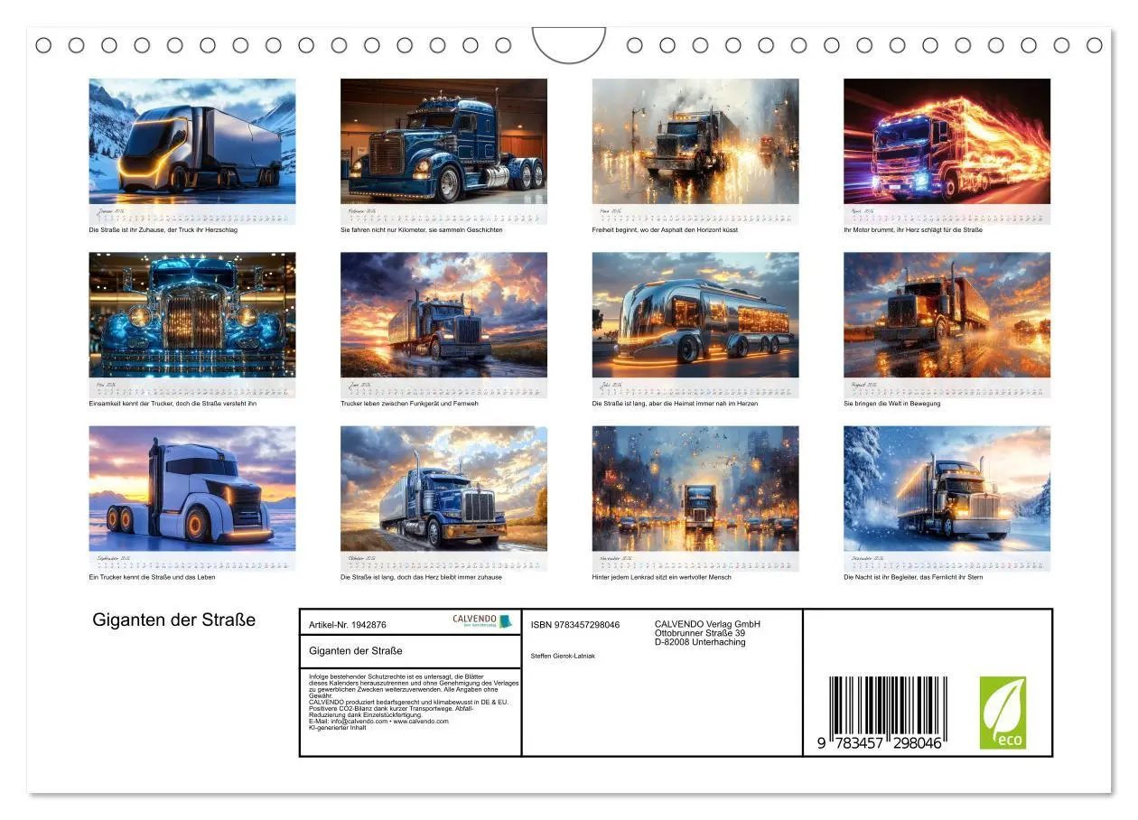 Bild: 9783457298046 | Giganten der Straße (Wandkalender 2026 DIN A4 quer), CALVENDO...