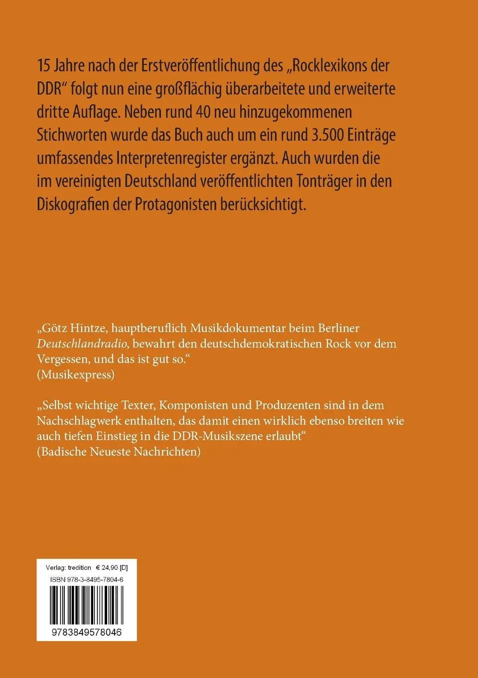 Rückseite: 9783849578046 | Rocklexikon der DDR | Götz Hintze | Taschenbuch | Paperback | 400 S.