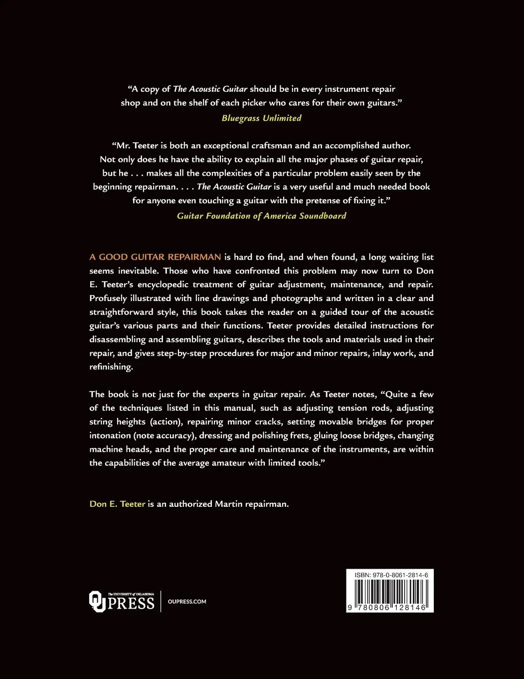 Rückseite: 9780806128146 | The Acoustic Guitar, Vol I | Adjustment, Care, Maintenance, and Repair