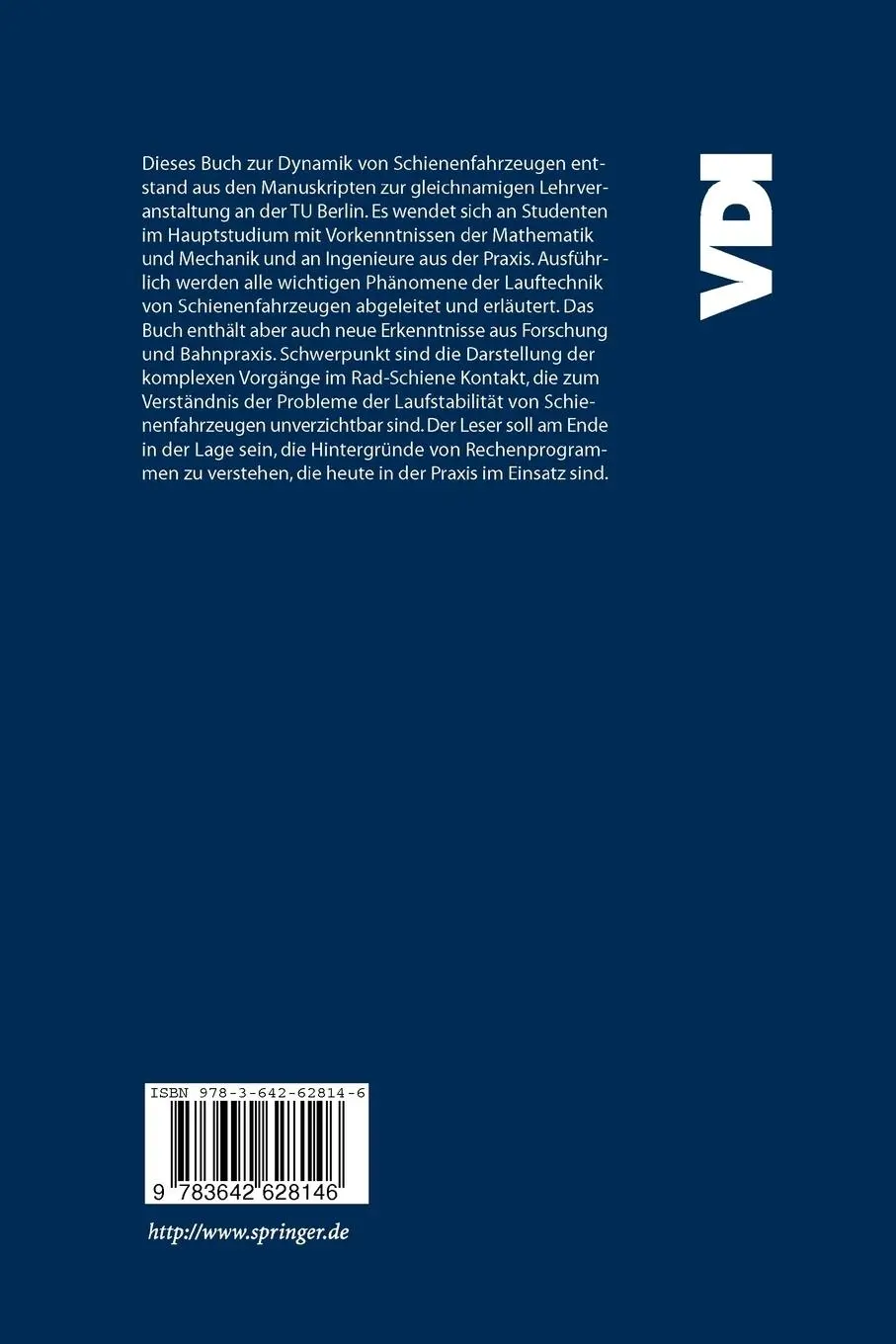 Rückseite: 9783642628146 | Schienenfahrzeugdynamik | Sebastian Stichel (u. a.) | Taschenbuch