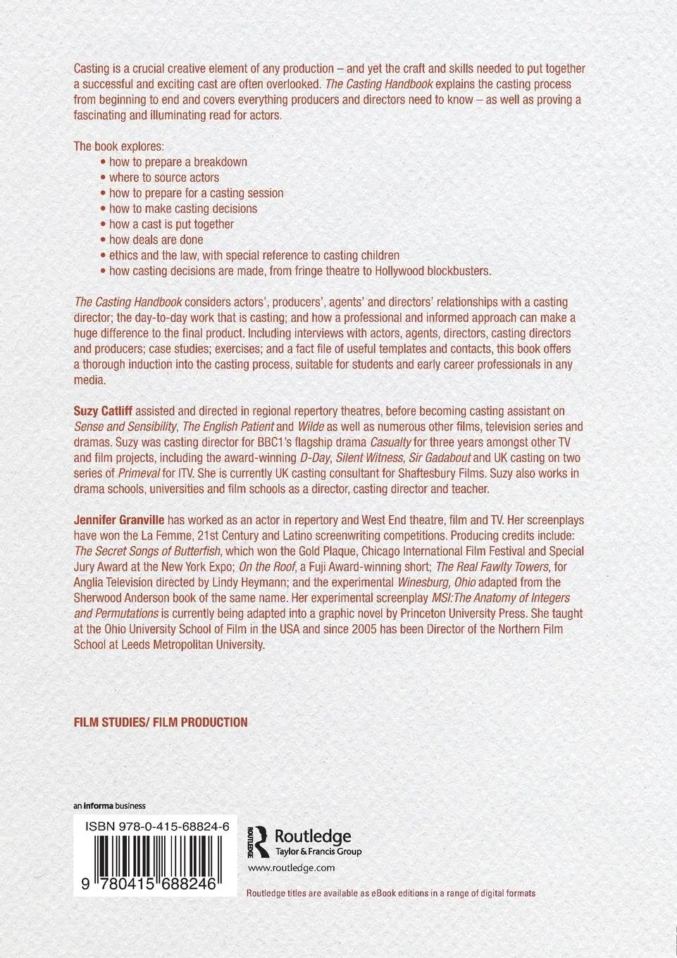 Rückseite: 9780415688246 | The Casting Handbook | For Film and Theatre Makers | Catliff (u. a.)