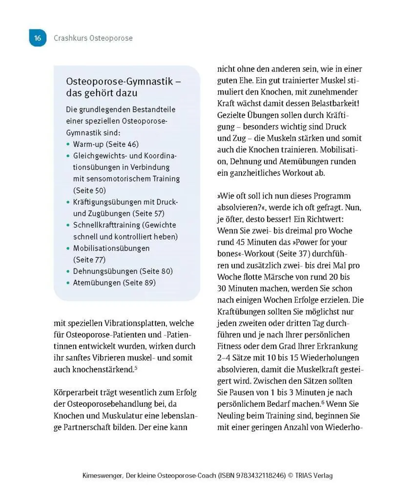 Bild: 9783432118246 | Der kleine Osteoporose-Coach | Die besten Übungen für starke Knochen