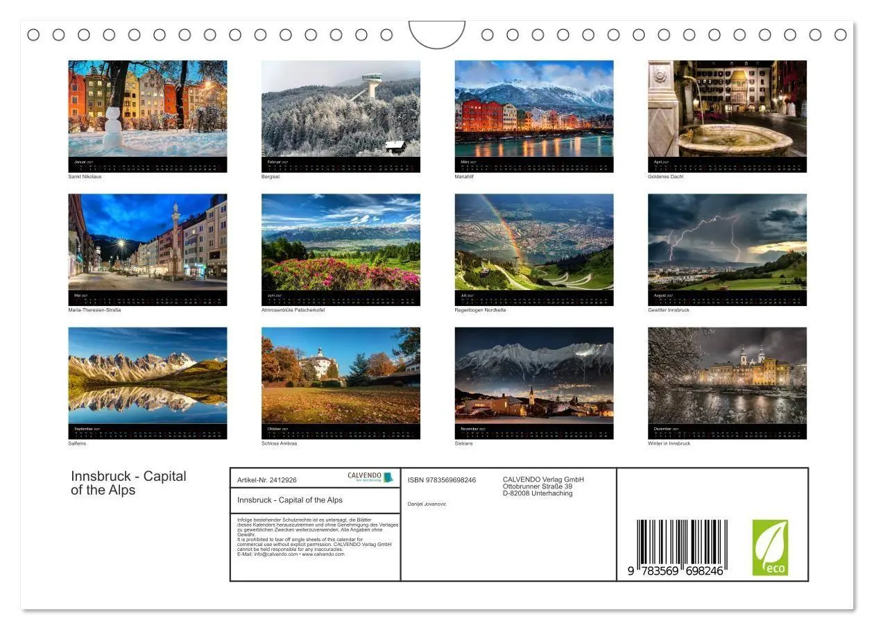 Bild: 9783569698246 | Innsbruck - Capital of the Alps (Wandkalender 2027 DIN A4 quer),...