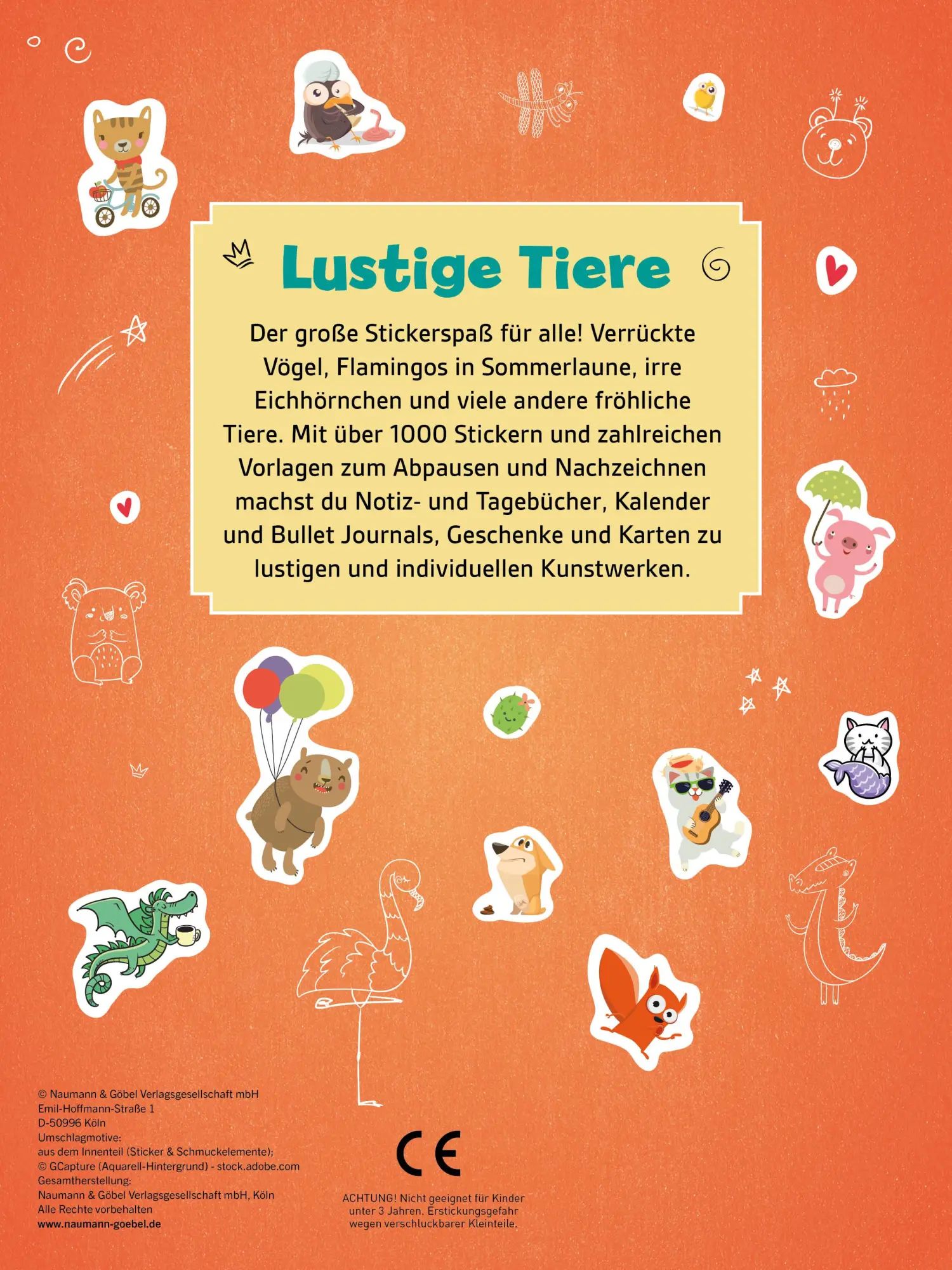 Rückseite: 9783625198246 | Stickerbuch Lustige Tiere I Über 1000 Sticker | Taschenbuch | 48 S.