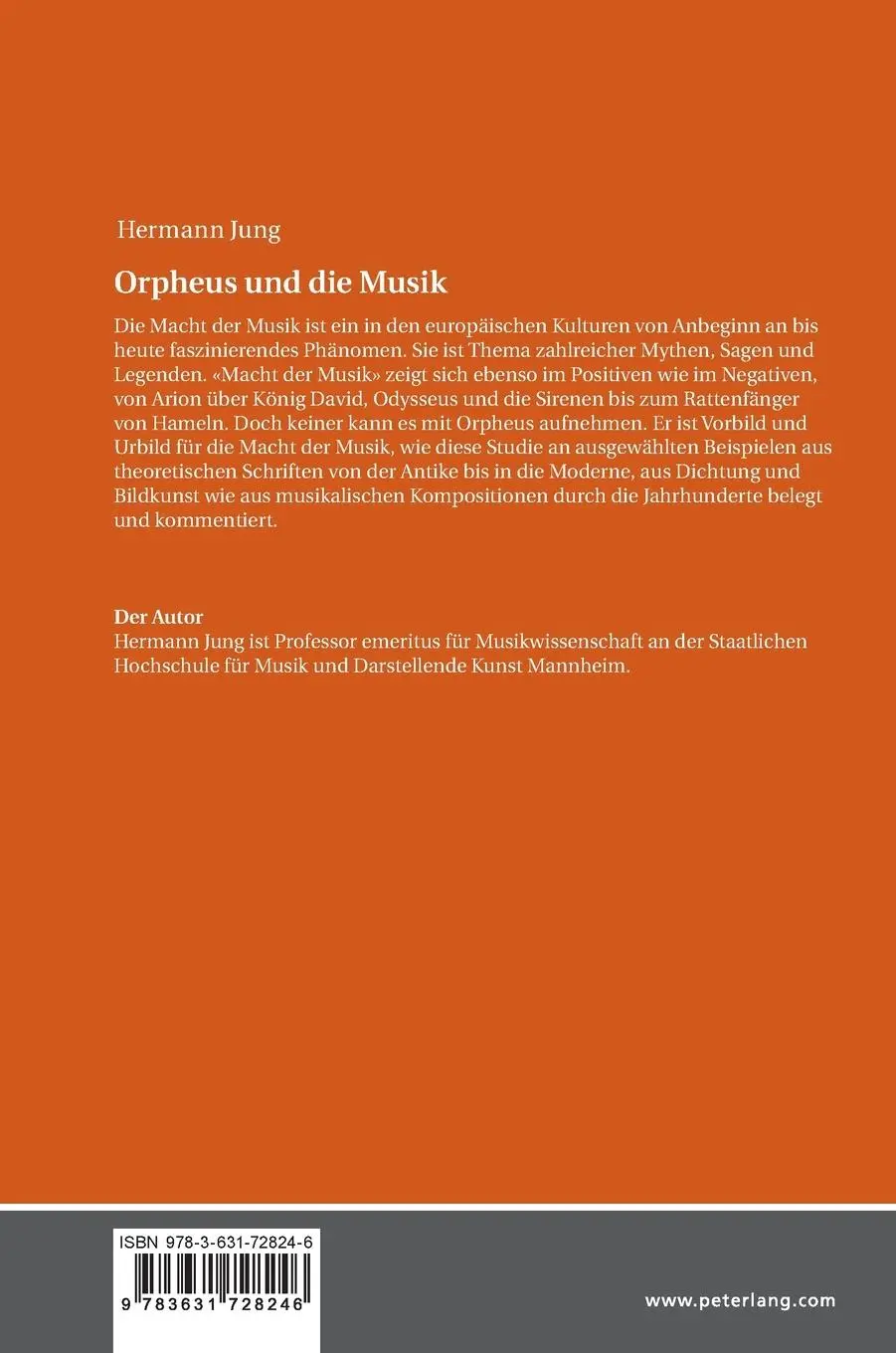 Rückseite: 9783631728246 | Orpheus und die Musik | Hermann Jung | Buch | 238 S. | Deutsch | 2018