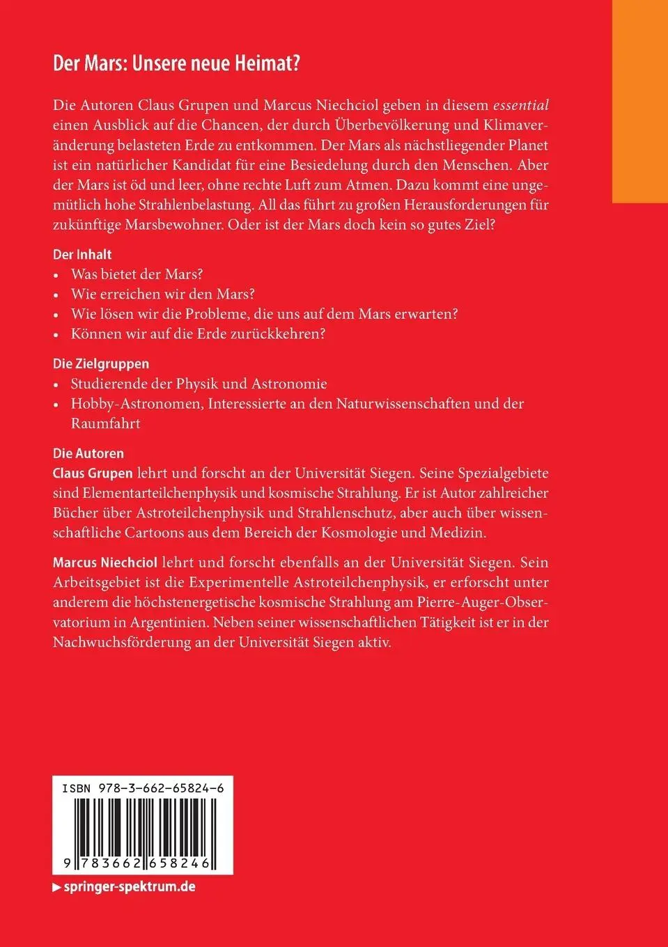 Rückseite: 9783662658246 | Der Mars: Unsere neue Heimat? | Marcus Niechciol (u. a.) | Taschenbuch