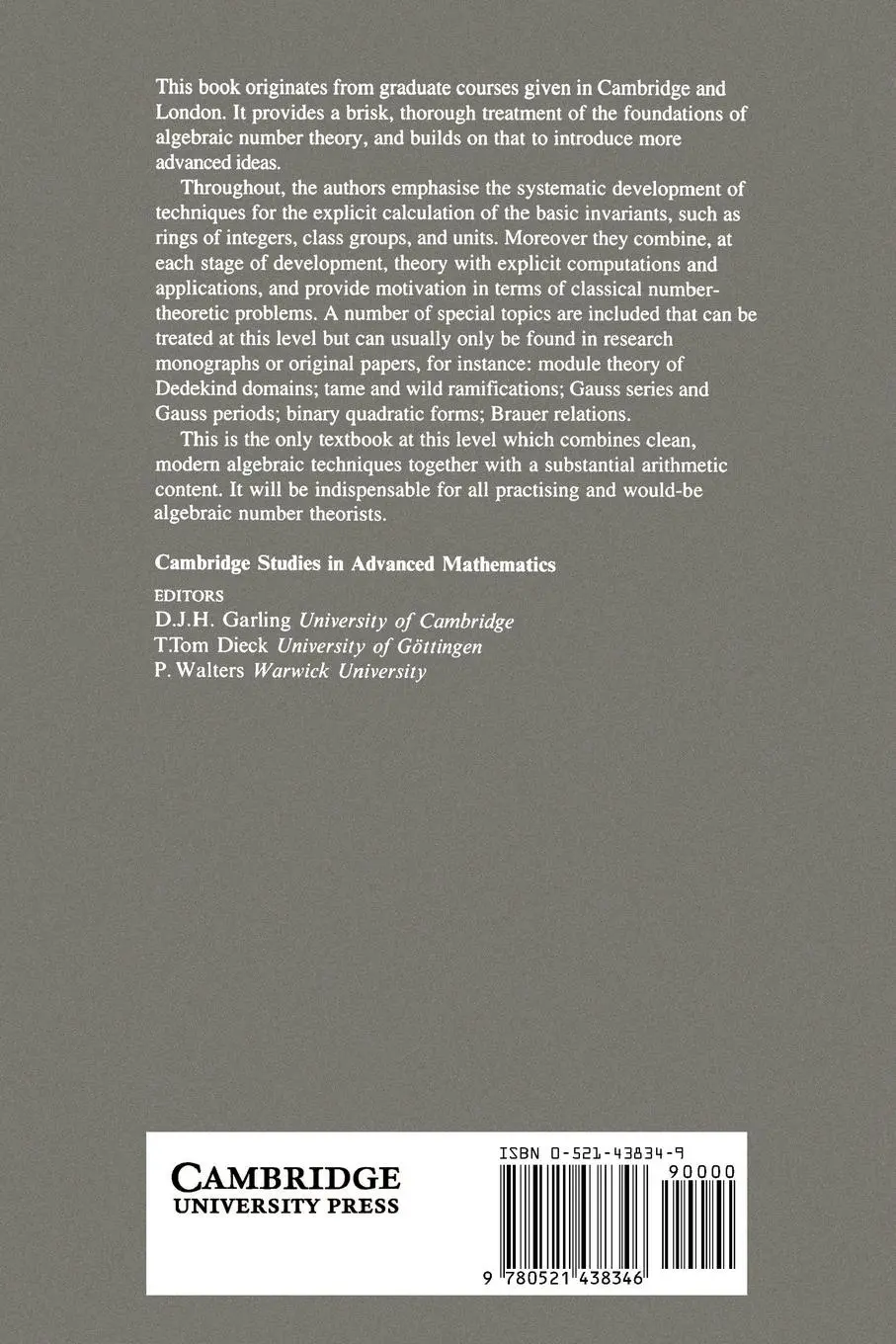 Rückseite: 9780521438346 | Algebraic Number Theory | A. Frohlich (u. a.) | Taschenbuch | Englisch