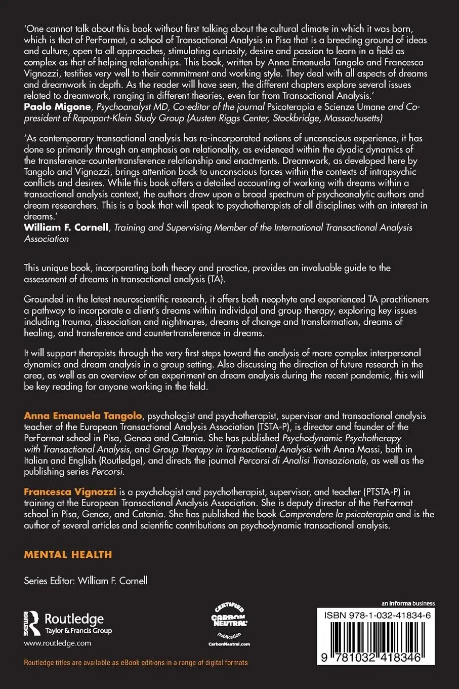 Rückseite: 9781032418346 | Working with Dreams in Transactional Analysis | Tangolo (u. a.) | Buch