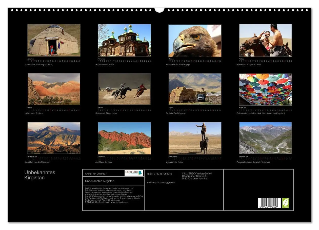 Bild: 9783457958346 | Unbekanntes Kirgistan (Wandkalender 2026 DIN A2 quer), CALVENDO...