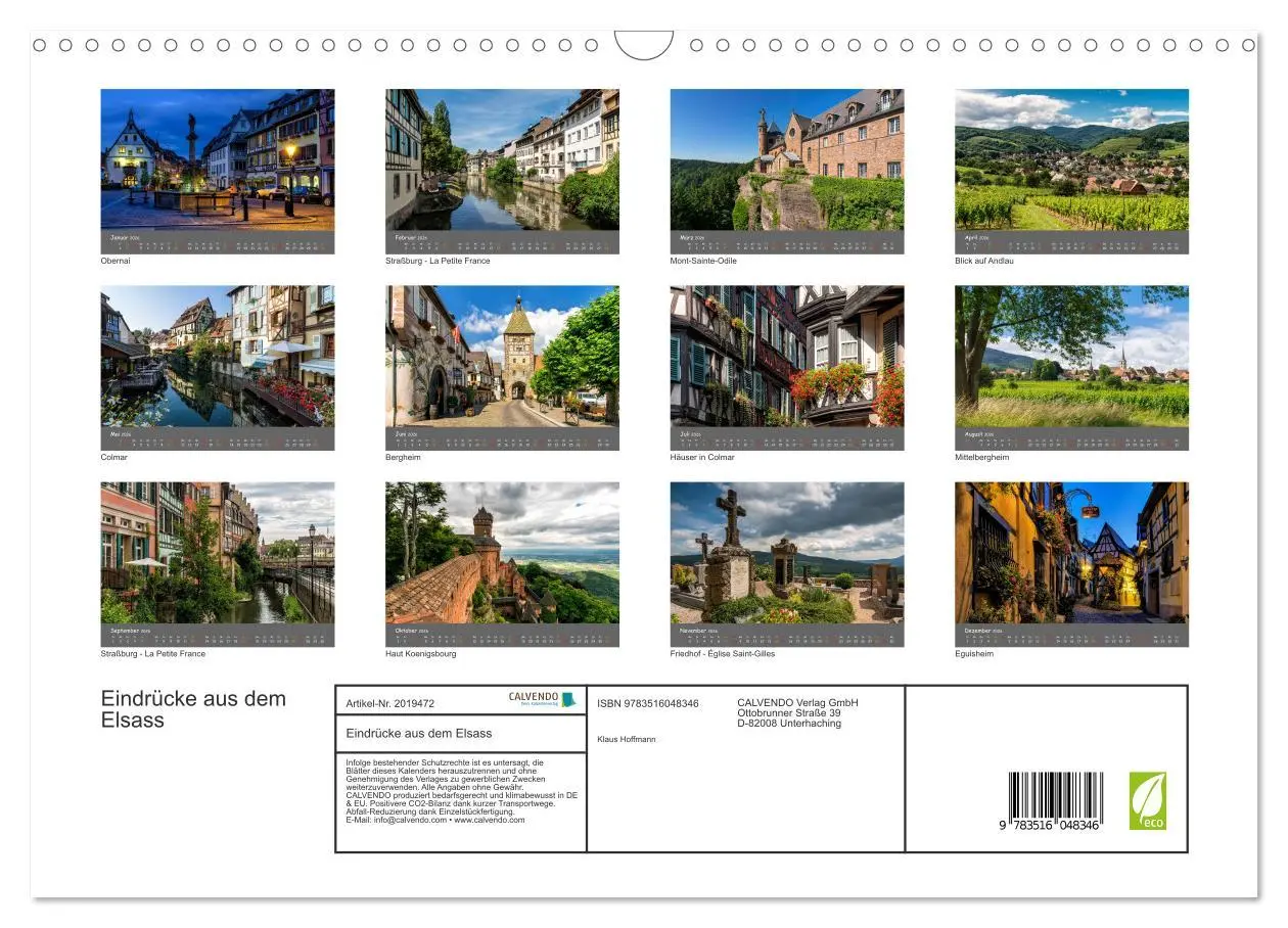 Bild: 9783516048346 | Eindrücke aus dem Elsass (Wandkalender 2026 DIN A3 quer), CALVENDO...