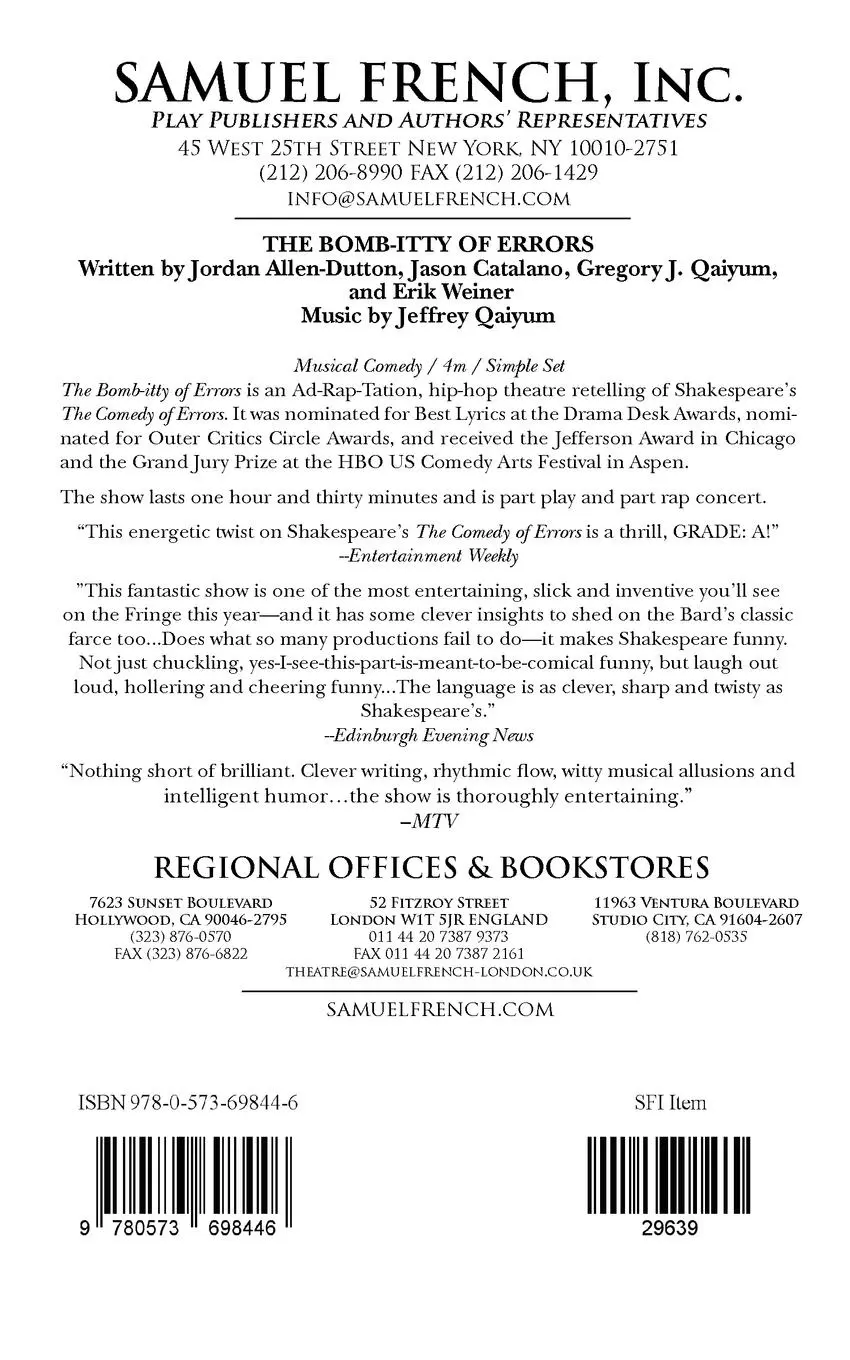 Rückseite: 9780573698446 | The Bomb-Itty of Errors | Jordan Allen-Dutton (u. a.) | Taschenbuch