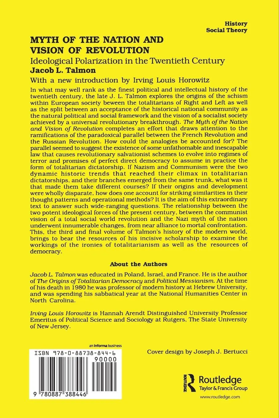 Rückseite: 9780887388446 | Myth of the Nation and Vision of Revolution | Jacob L. Talmon | Buch
